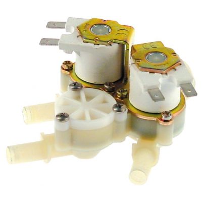 Electrovalva, 3 Cai, dreapta, 230 V, intrare ¾", iesire 10 mm, t.max. 90°C, intrare 6l/min, RPE, plastic - Cod 374033
