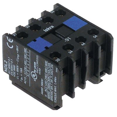 Contacte Auxiliare, contacte 3 ND/1 NI, AC15 6 A, pentru contactori 25 A, conectare cu surub - Cod 380199
