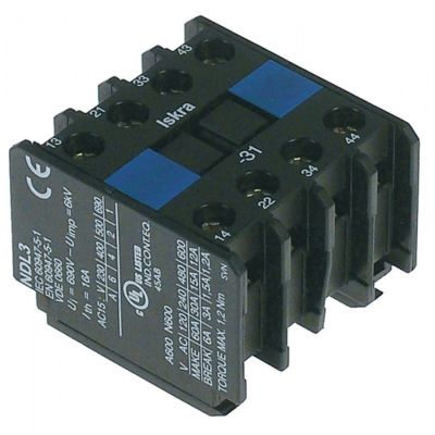 Contacte Auxiliare, contacte 3 ND/1 NI, AC15 6 A, pentru contactori 35 A - 85 A, conectare cu surub - Cod 380427