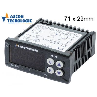 Controller electronic ASCON TECNOLOGIC K38-FERR--E--, cu 2 relee iesire, alimentare 12V AC/DC, sonde NTC/PTC/TC(J,K)