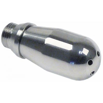 Duza inox pentru steamer, filet 1/8", ø 16 mm, L 28 mm, cu 4 gauri ø 1,5 mm - 528829