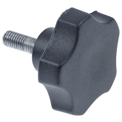 locking screw M8x1,25 thread length 23mm handle ø 50mm black plastic 250
