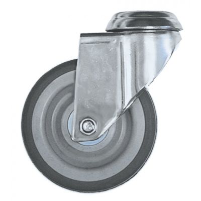 Roata castor ø 125 mm, pivotanta, gaura montare ø 12 mm, otel cromat, max 100 kg - 700207