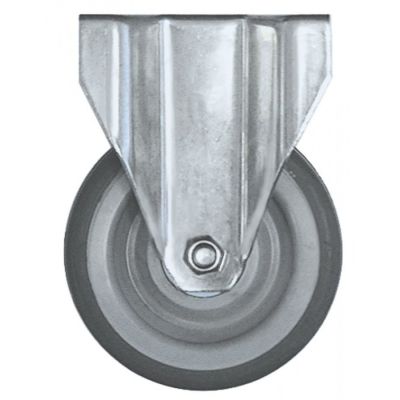 Roata castor ø 125 mm, fixa, flansa montare 90x70 mm, otel cromat, max 100 kg - 700211