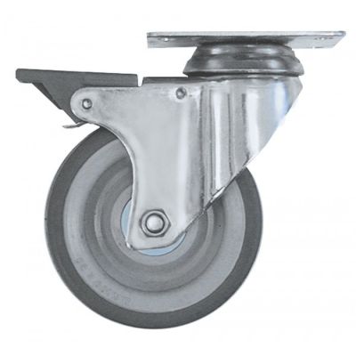 Roata castor ø 100 mm, pivotanta, cu frana, flansa montare 90x70 mm, INOX, max. 80 kg - 700218
