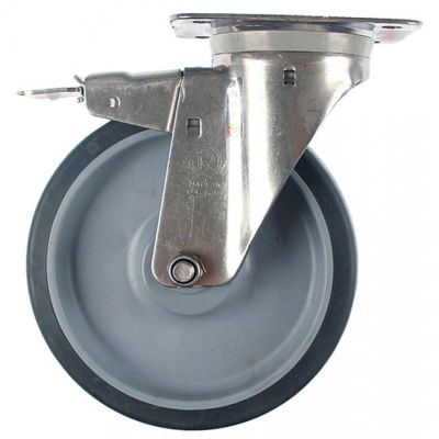 Roată fixare placă 140x110mm DG 105x80mm Î 240mm ø 200mm lățime roată 45mm carcasă oțel inoxidabil - 700239