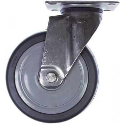 Roată fixare placă 95x70mm DG 75x50mm Î 158mm ø 125mm lățime roată 32mm carcasă oțel inoxidabil - 700292