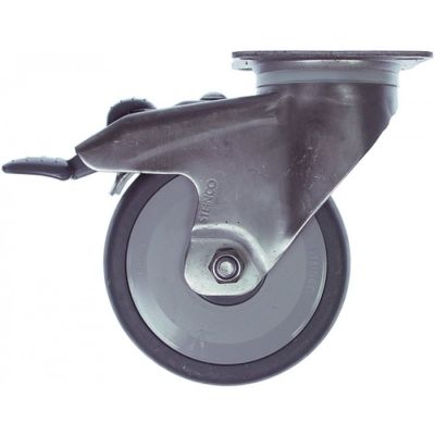 Roată fixare placă DG 61x51mm Î 158mm cu frână integrală ø 100mm lățime roată 32mm - 700296