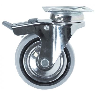  Roată fixare placă 75x70mm DG 60x50mm Î 135mm cu frână ø 100mm lățime roată 27mm - 700307