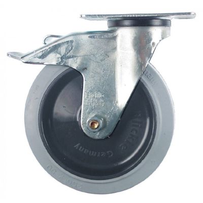 Roată fixare placă 140x110mm DG 105x75-80mm Î 235mm cu frână integrală ø 200mm - 700315
