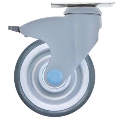 Roata castor ø 125 mm, pivotanta, cu frana, flansa montare 90x70 mm, max. 100 kg., nu lasa urme - 700365