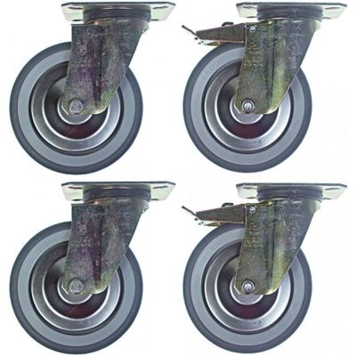 swivel castor set ø 125 mm housing zinc-coated steel plate size mm