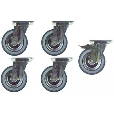 swivel castor set ø 125 mm housing zinc-coated steel plate size mm