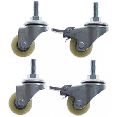 castor set 2x with brake ø 40 mm with thread bolt housing chrome-plated steel thread L 24 mm