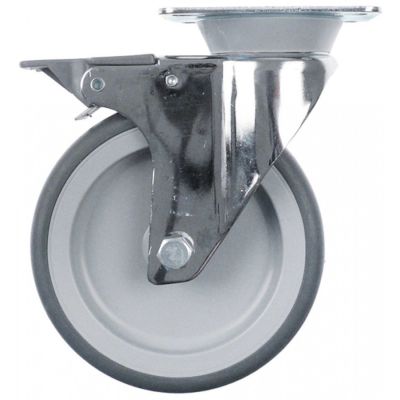 swivel castor with swivel brake ø 125 mm housing chrome-plated sheet steel
