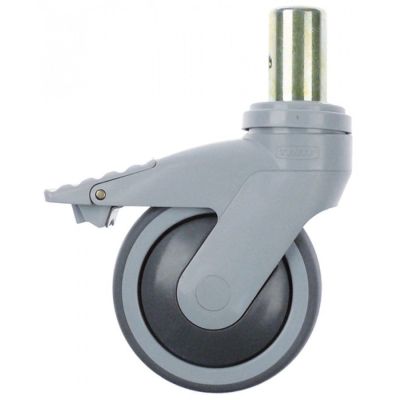 swivel castor with swivel brake ø 100 mm spigot housing plastic capacity 100 kg 45 mm