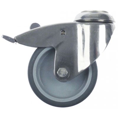 swivel castor with swivel brake ø 100 mm bolt hole bolt hole ø 11 mm housing stainless steel