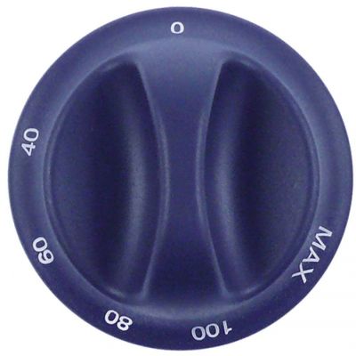 knob thermostat Min/Max 0-100°C ø 75 mm shaft ø 6x4.6mm shaft flat lower blue