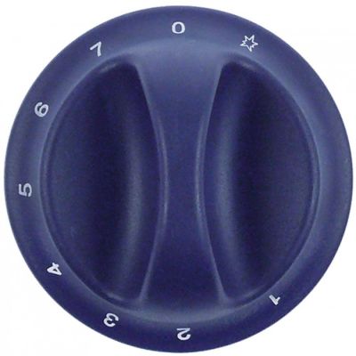 knob gas tap with ignition flame 1-7°C ø 75 mm shaft ø 10x8mm shaft flat upper blue