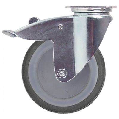 swivel castor with swivel brake ø 125 mm housing chrome-plated sheet steel