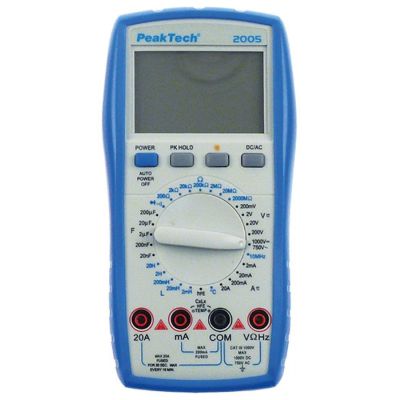 Multimeter PEAK TECH, (AC/DC) 100µV-600V, 1µA-10, 0.1Ohm-2000 MOhm, 1Hz-10MHz, 10pF-200µF, -20 up to +1000 °C - 800021