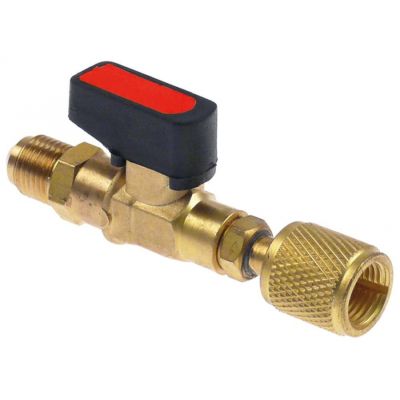 gas ball valve straight 1/4" SAE red R12/R22/R502/R134a/R404a/R407c/R410a