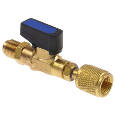 gas ball valve straight 1/4" SAE blue R12/R22/R502/R134a/R404a/R407c/R410a