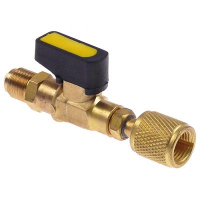 gas ball valve straight 1/4" SAE yellow R12/R22/R502/R134a/R404a/R407c/R410a
