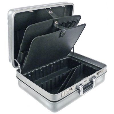 Valiza - geanta scule L 495x390x200 mm, plastic argintiu - 800350