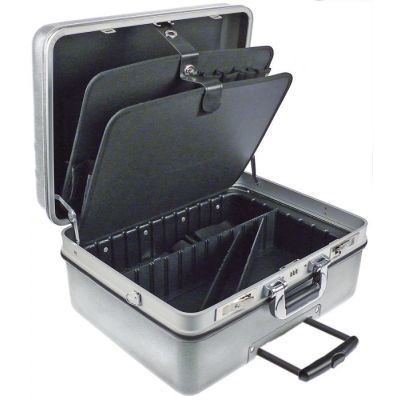 tool box size 495x390x260mm plastic silver wirh wheels and extractable handle