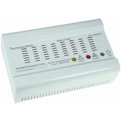 gas warning device SE 221KG wall-mounted LPG size 140x85x45mm alarm acoustic 230 V display LED