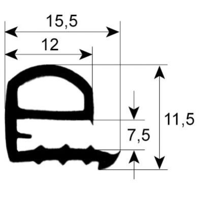 oven gasket profile 1860 W 430 mm L 1275 mm Qty 1 20 x 1/1 external size - Code 900088