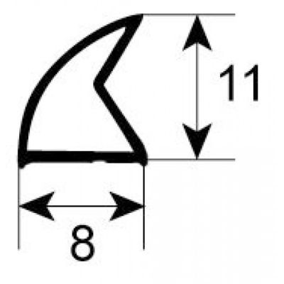 oven gasket profile 5000 W 320 mm with 6 mounting clips L 480 mm external size - Code 900370