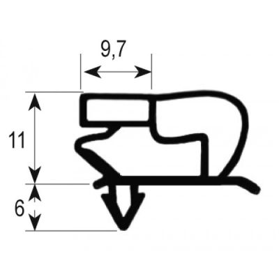 refrigeration gasket profile 9048 W 597mm L 1677mm plug size suitable for ELECTROLUX, ZANUSSI