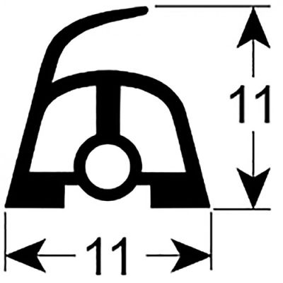 oven gasket L 380 mm with fixing hook - Code 900390