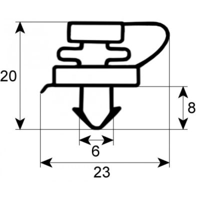 refrigeration gasket profile 9157 W 750mm H 1700mm plug size Qty 1