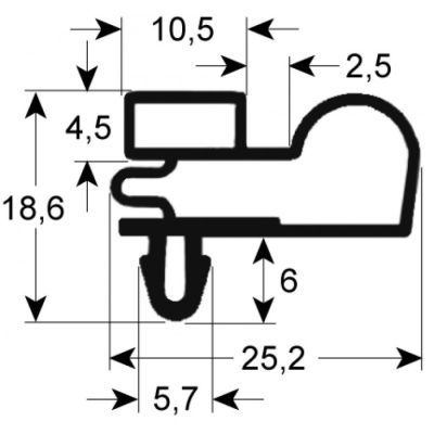 refrigeration gasket profile 9010 W 573mm L 1605mm plug size