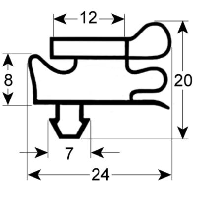 refrigeration gasket profile 9042 W 575mm L 1610mm plug size