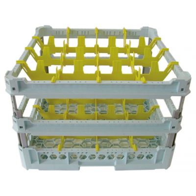 Cos pentru pahare 500 x 500 mm, cu 16 locasuri pahare 113 x 113 mm, inaltime utila 216-305 mm - 973081