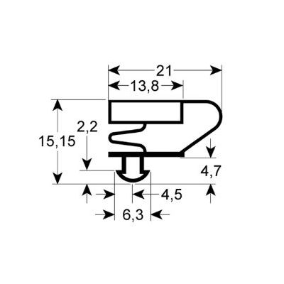 Garnitura frigider profil 9704, L 400x185mm masurat intre canale - 9704185400