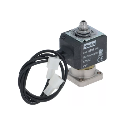 Electrovalvă alamă DN 1,2mm 3-căi 230VAC PARKER tip de bobină YB09 mit Kabel membrană Viton - 370060