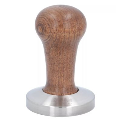 Presa pentru cafea - tamper ø 58 mm, din inox, cu maner lemn - 1385130